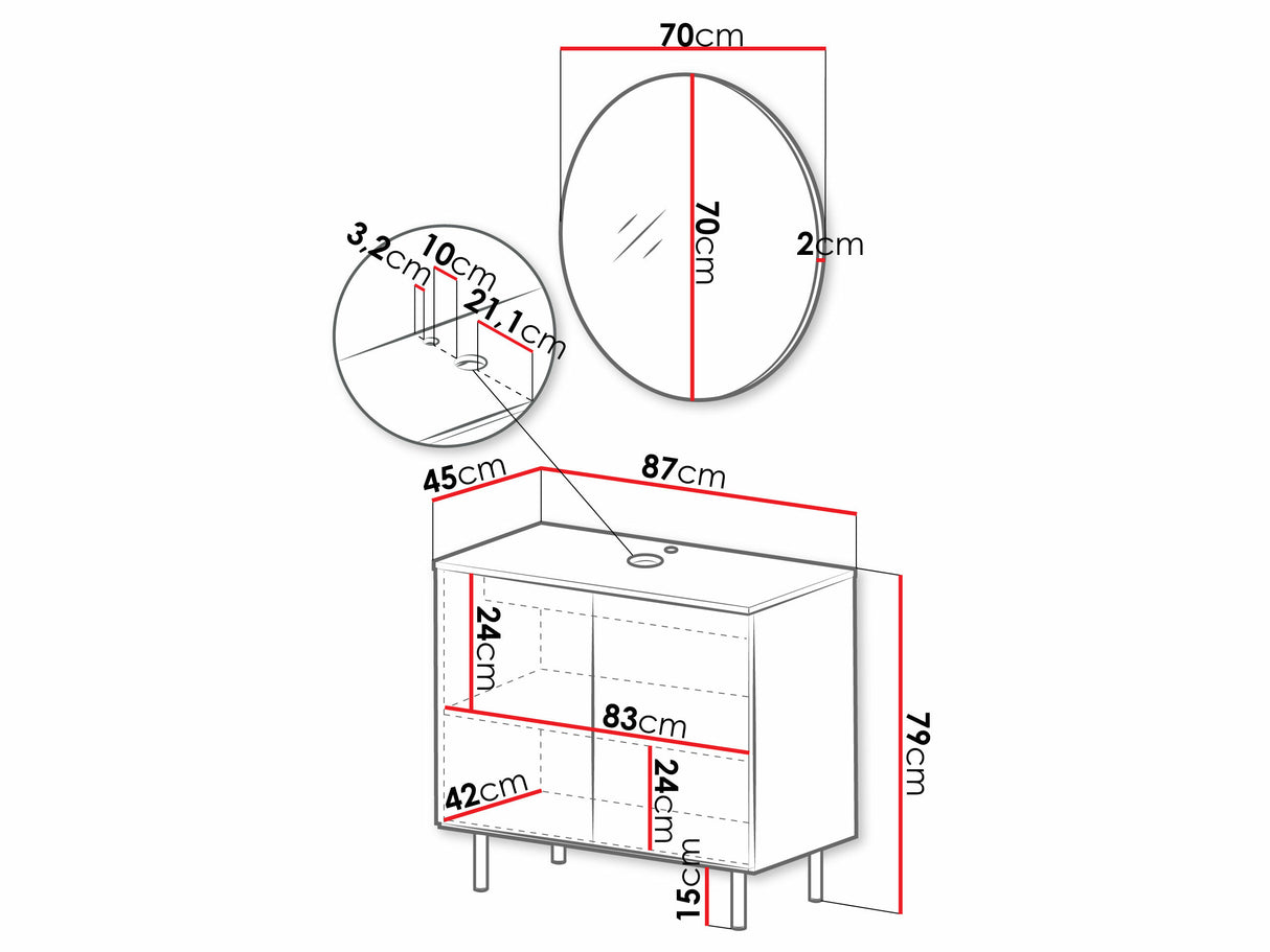 Fürdőszoba garnitúra NUBIA I, Szín: Fekete, Mosdókagyló: Nem