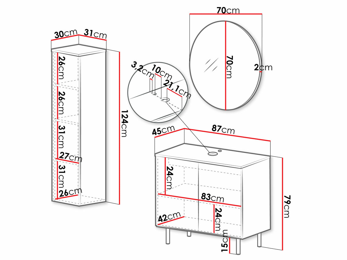 Fürdőszoba garnitúra NUBIA II, Szín: Kasmír, Mosdókagyló: Nem