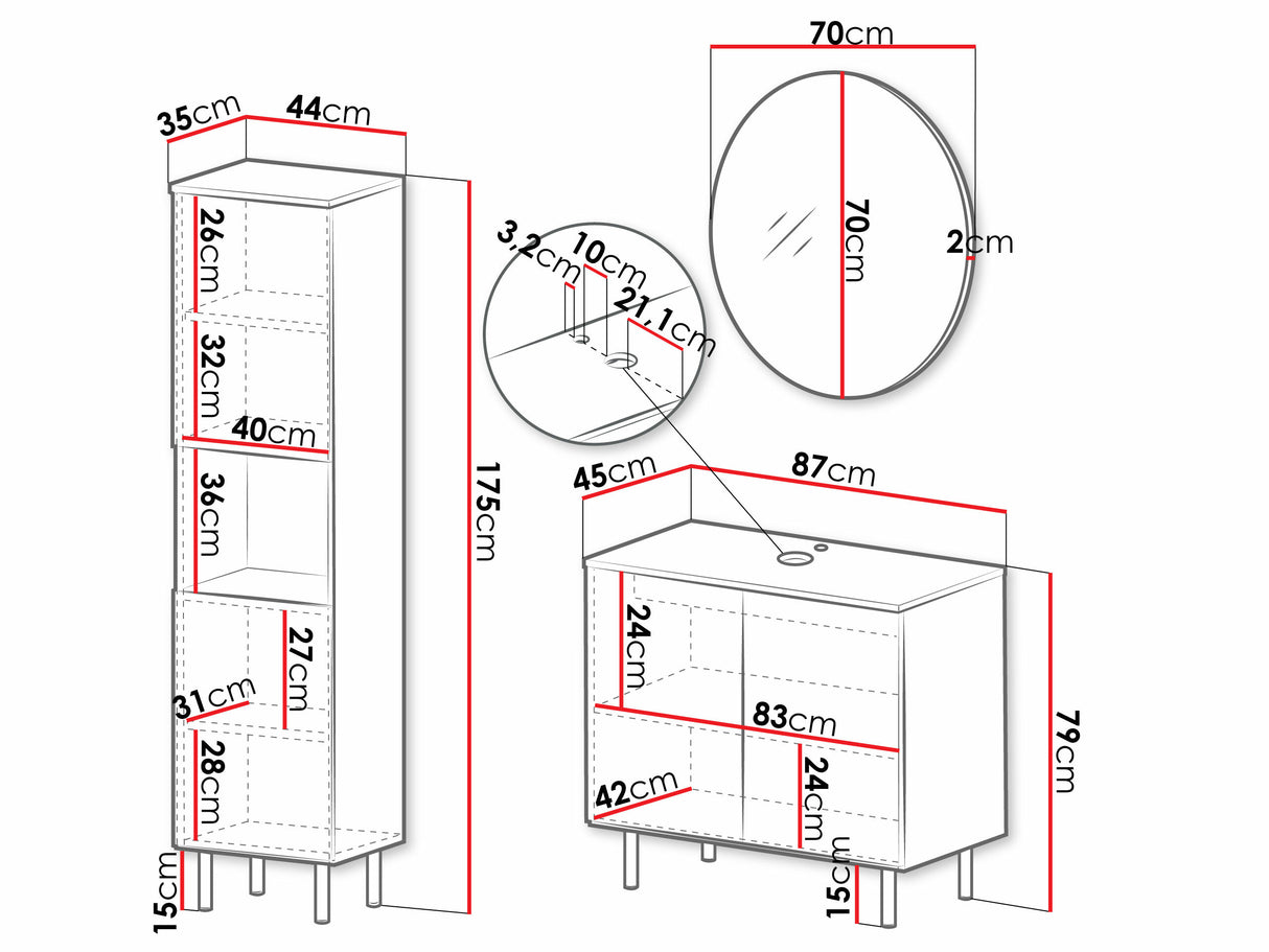 Fürdőszoba garnitúra NUBIA III, Szín: Kasmír, Mosdókagyló: Nem