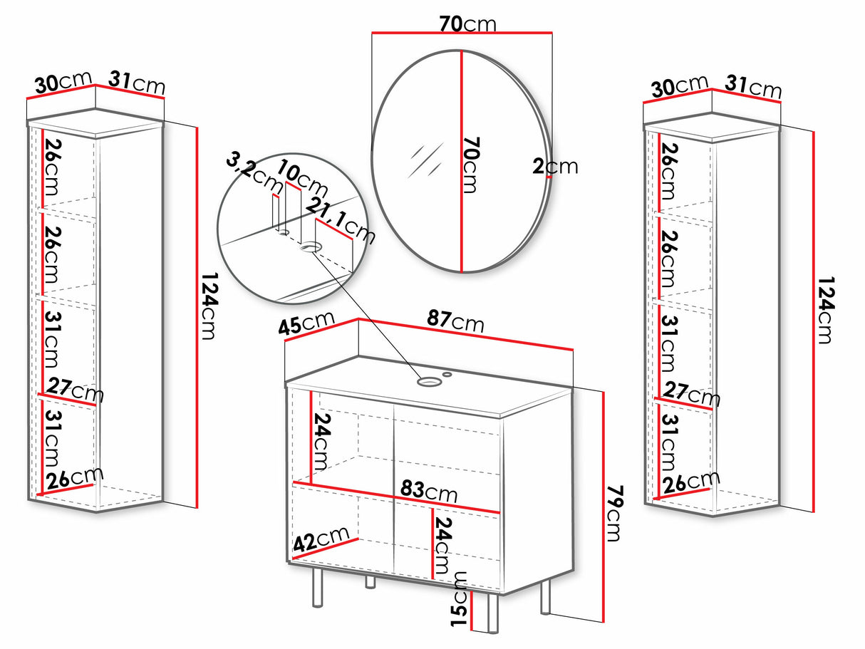 Fürdőszoba garnitúra NUBIA IV, Szín: Fekete, Mosdókagyló: Nem