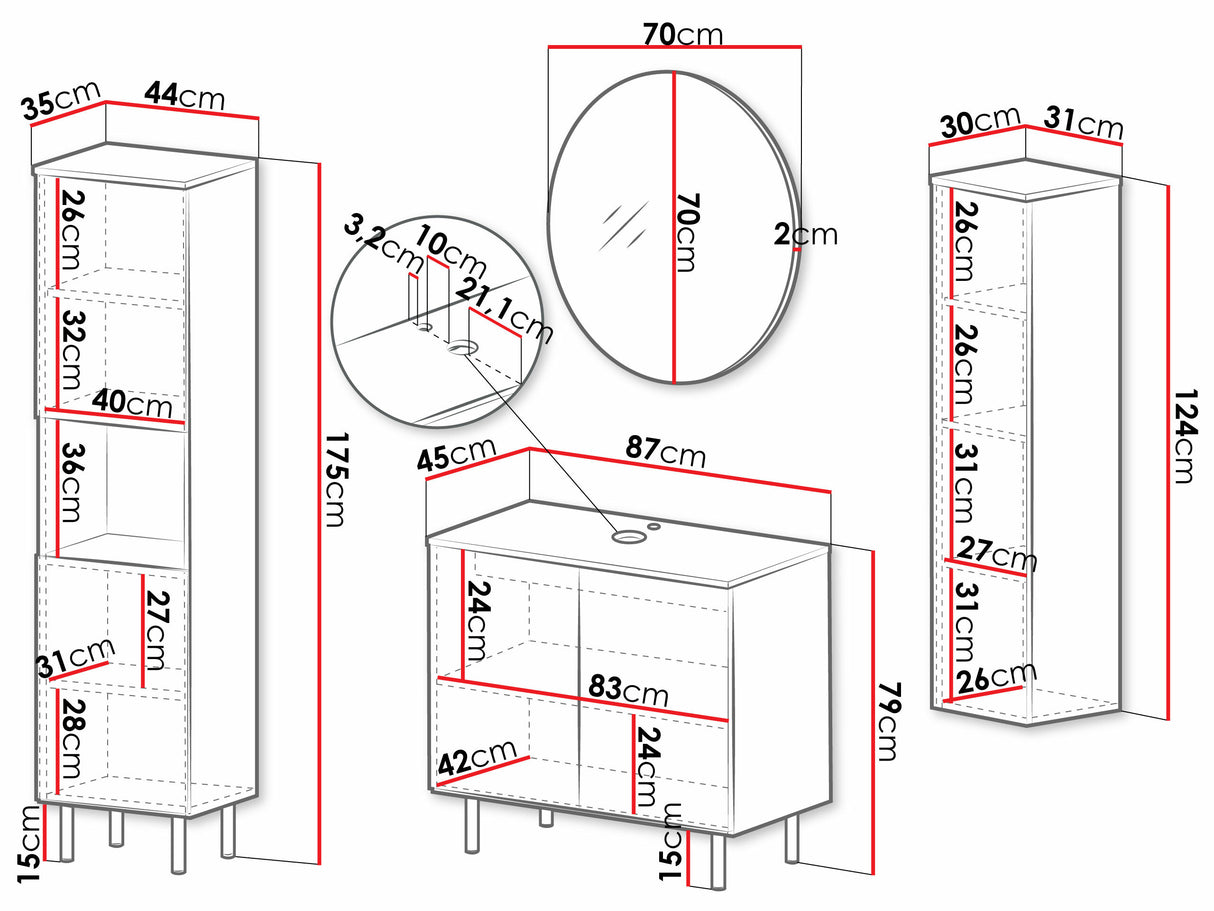 Fürdőszoba garnitúra NUBIA V, Szín: Kasmír, Mosdókagyló: Nem