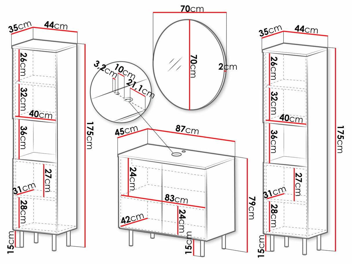 Fürdőszoba garnitúra NUBIA VI, Szín: Kasmír, Mosdókagyló: Nem