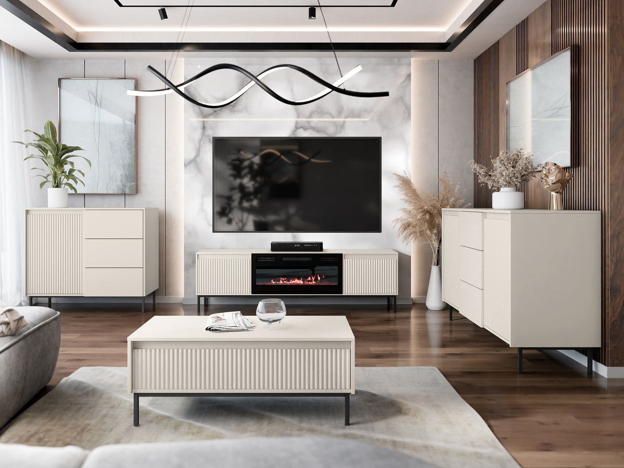 Nappali szett Meble OZMI III Kominek: Czarny, Szín: Kasmír