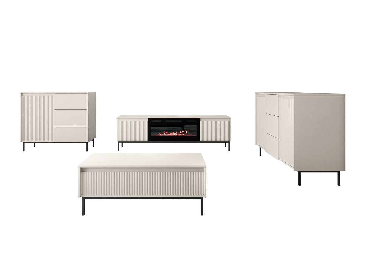 Nappali szett Meble OZMI III Kominek: Czarny, Szín: Kasmír