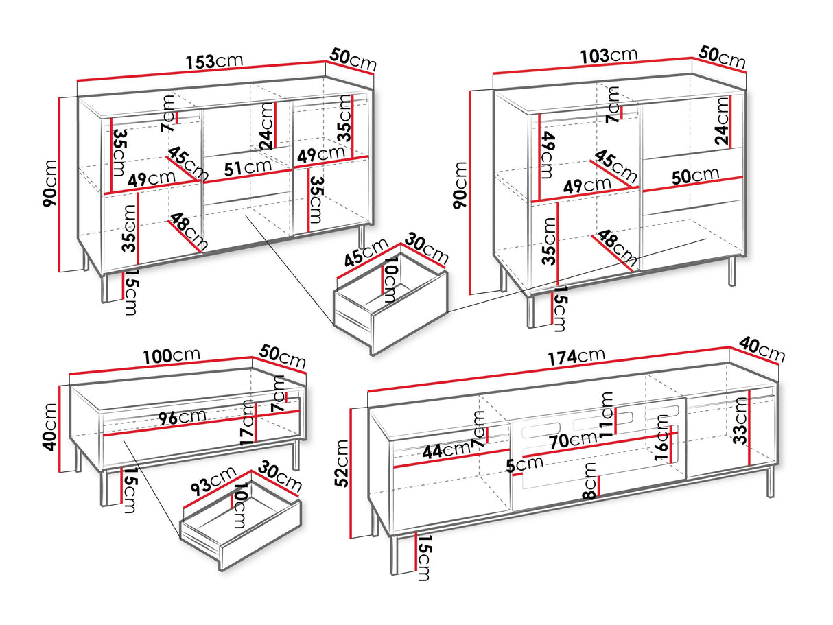 Nappali szett Meble OZMI III Kominek: Czarny, Szín: Fehér