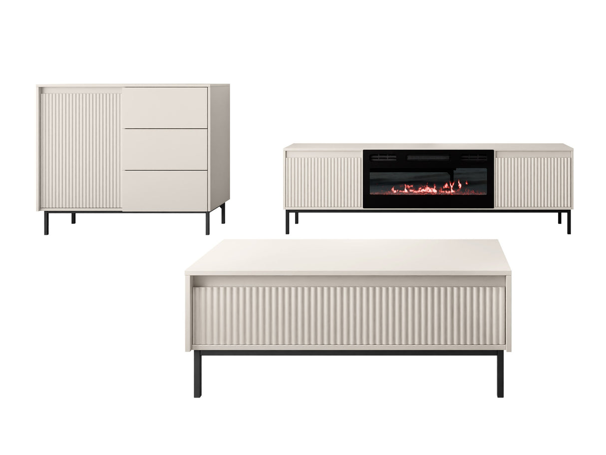 Nappali szett Meble OZMI IV Kominek: Czarny, Szín: Kasmír