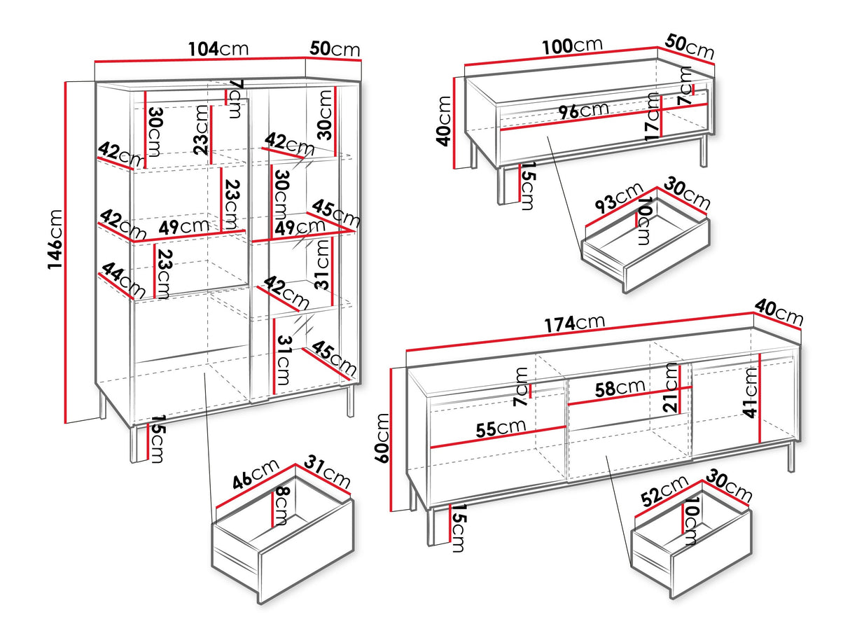 Nappali szett Meble OZMI V, Szín: Fehér