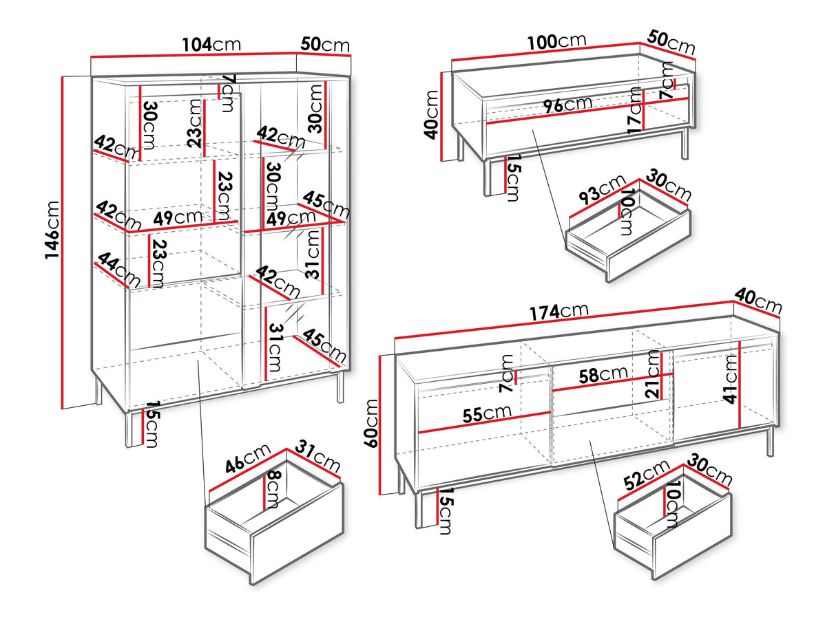 Nappali szett Meble OZMI V, Szín: Fekete