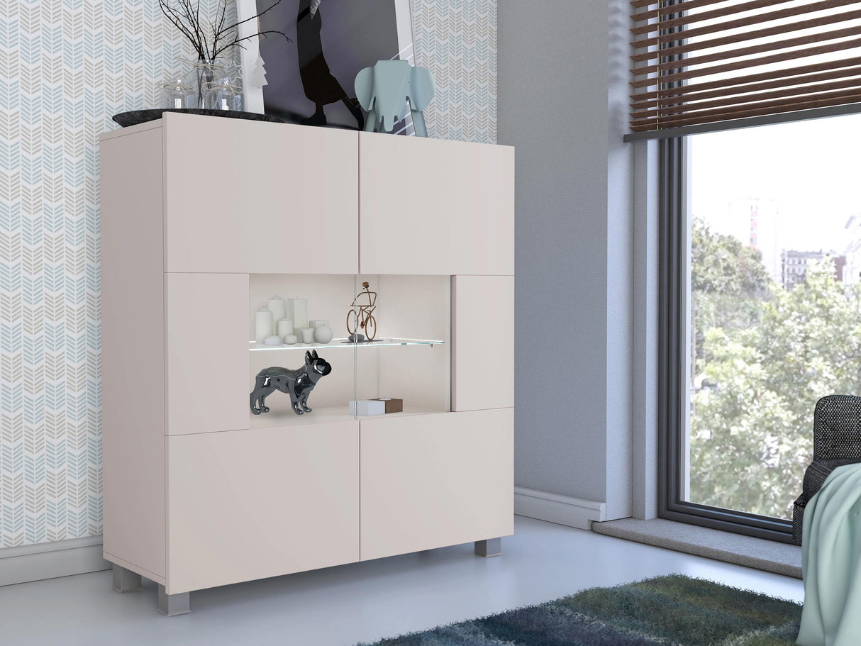 Szekrény Calabrini (Bralani BR01), Led világítás: Igen fehér, Szín: Kasmír