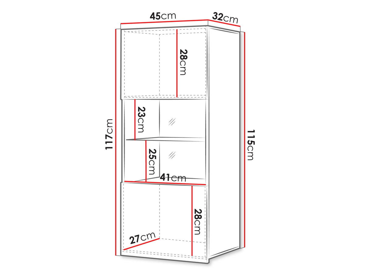 Fali szekrény Calabrini (Bralani BR05), Szín: Kasmír, Led világítás: Igen (Fehér)