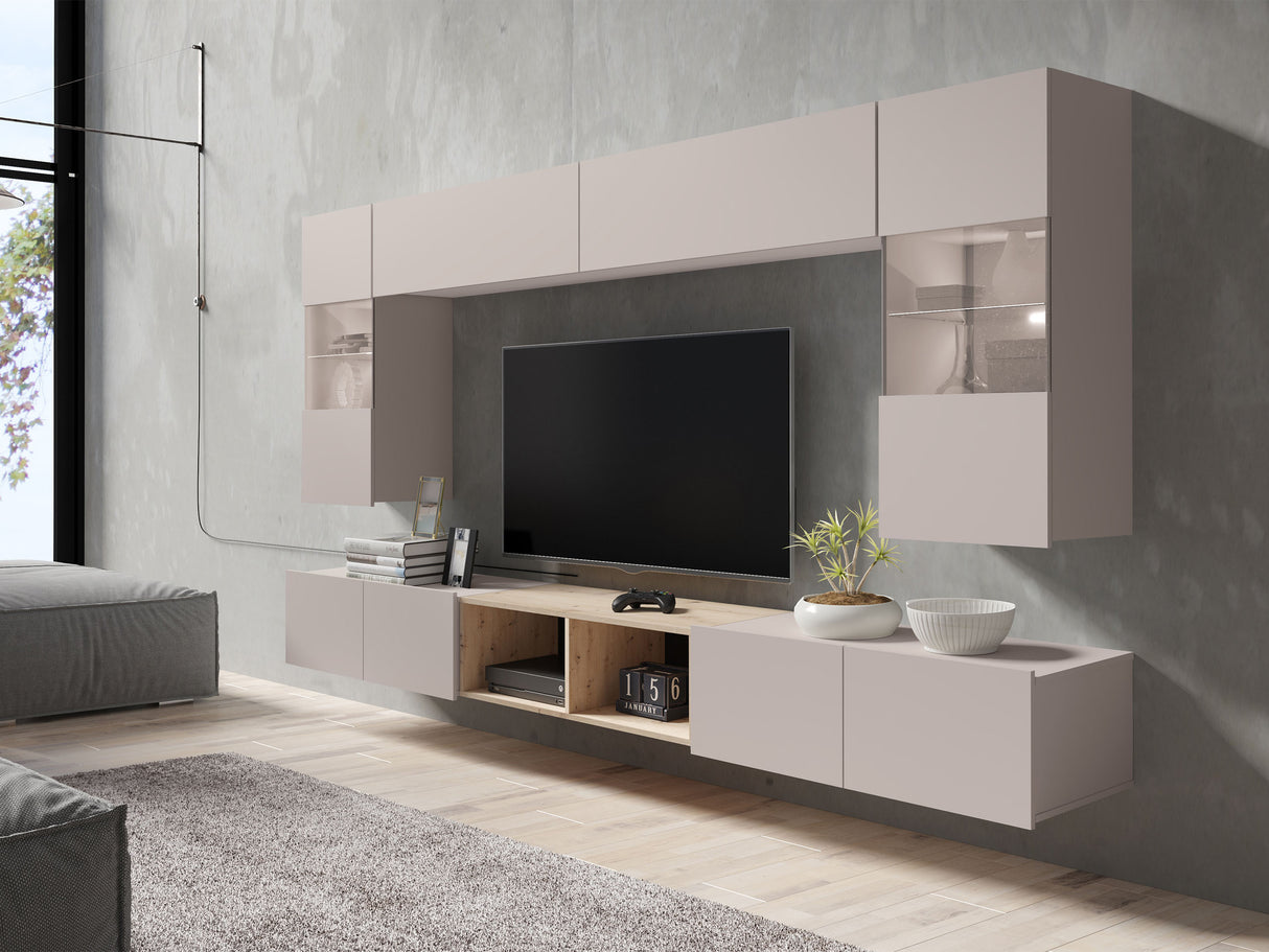 Fali szekrény Calabrini (Bralani BR05), Szín: Kasmír, Led világítás: Igen (Fehér)