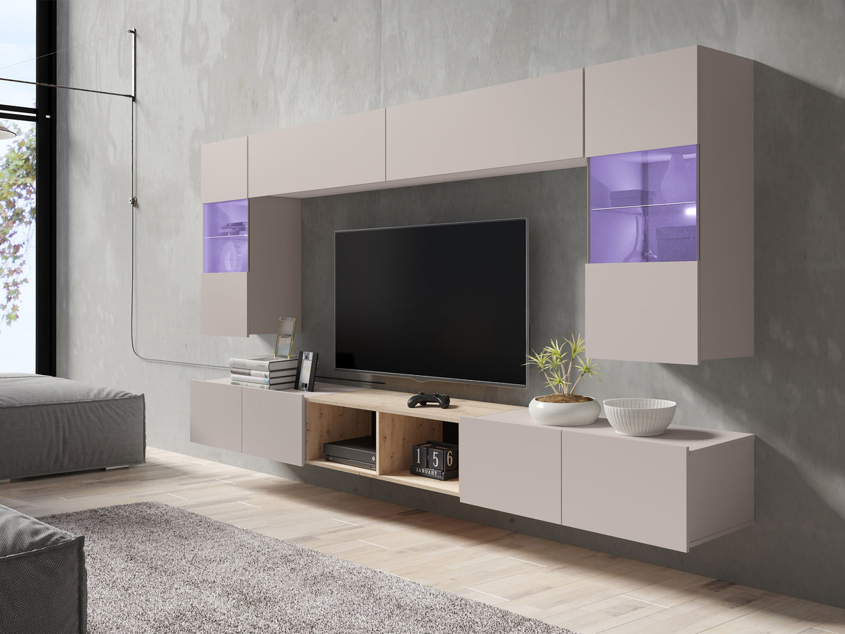 Fali szekrény Calabrini (Bralani BR05), Szín: Kasmír, Led világítás: Igen (Kék)