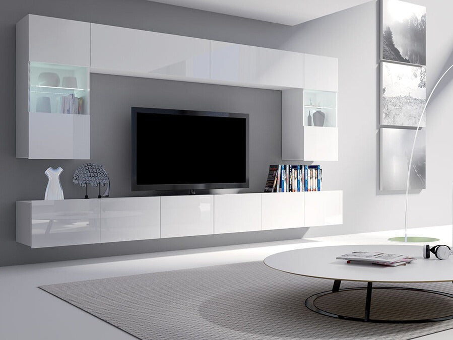 Fali szekrény Calabrini (Bralani BR02), Szín: Fehér + Fényes fehér