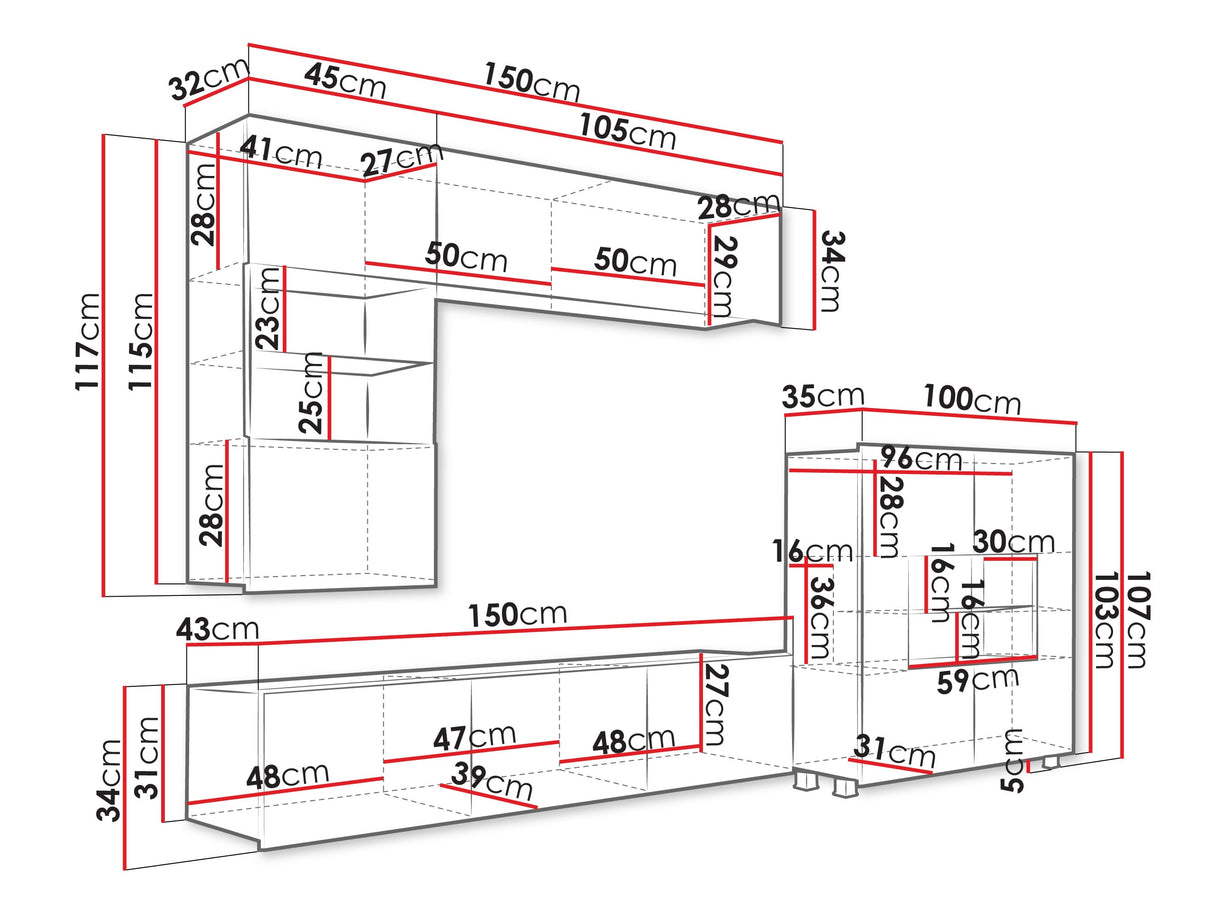 Nappali szett Calabrini (Bralani III), Led világítás: Nem, Szín: Kasmír