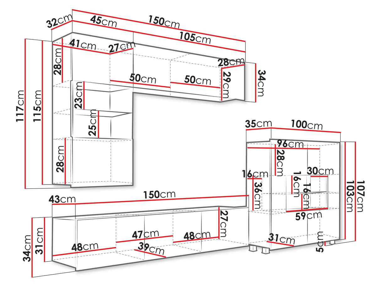 Nappali szett Calabrini (Bralani III), Led világítás: Ez kék, Szín: Kasmír