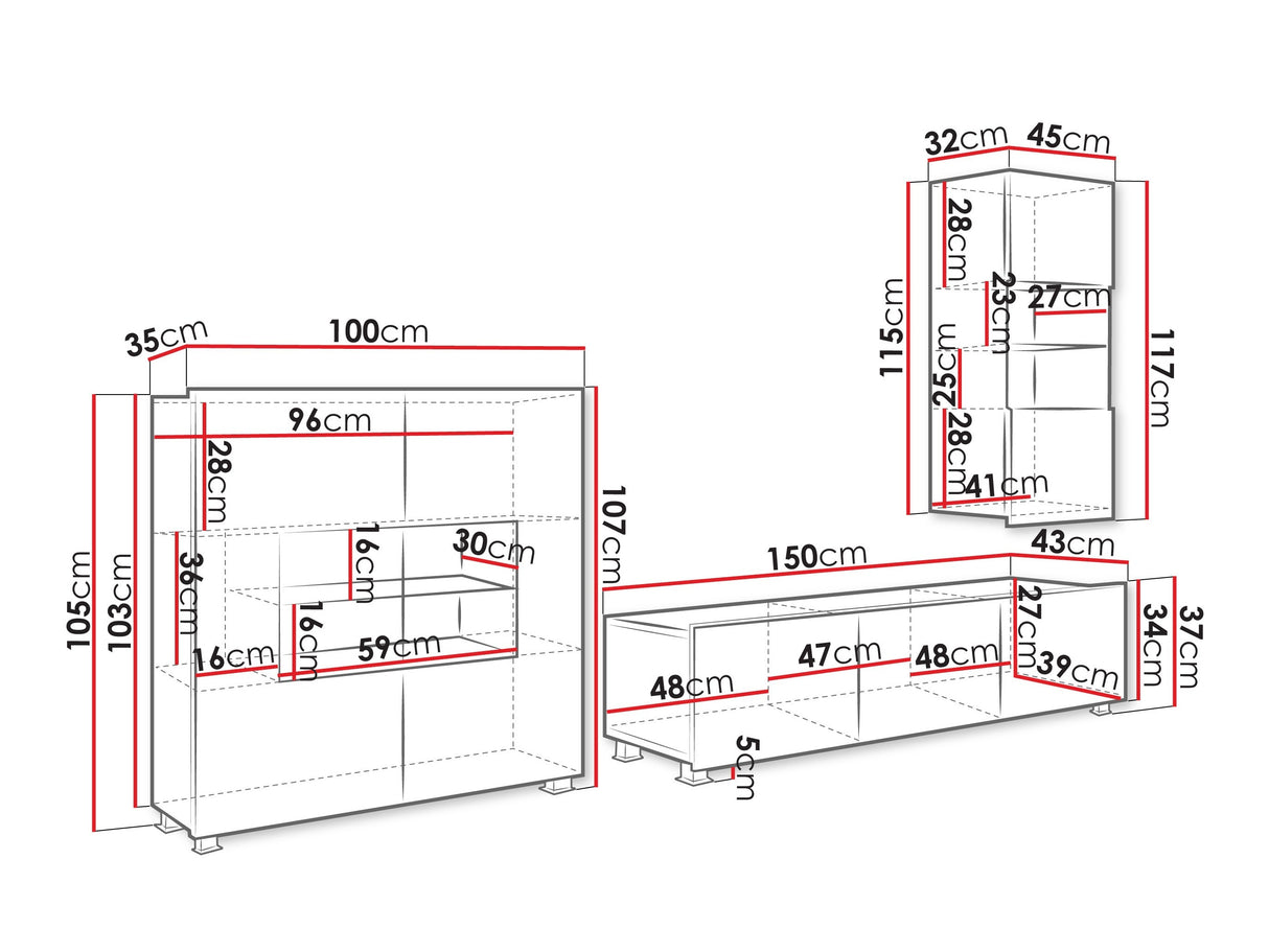 Nappali szett Calabrini (Bralani VII), Szín: Kasmír, Led világítás: Igen fehér