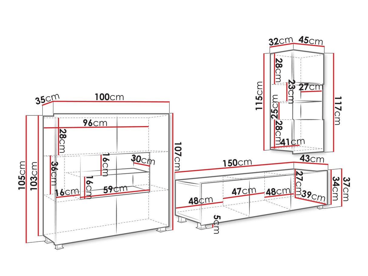 Nappali szett Calabrini (Bralani VII), Szín: Kasmír, Led világítás: Ez kék