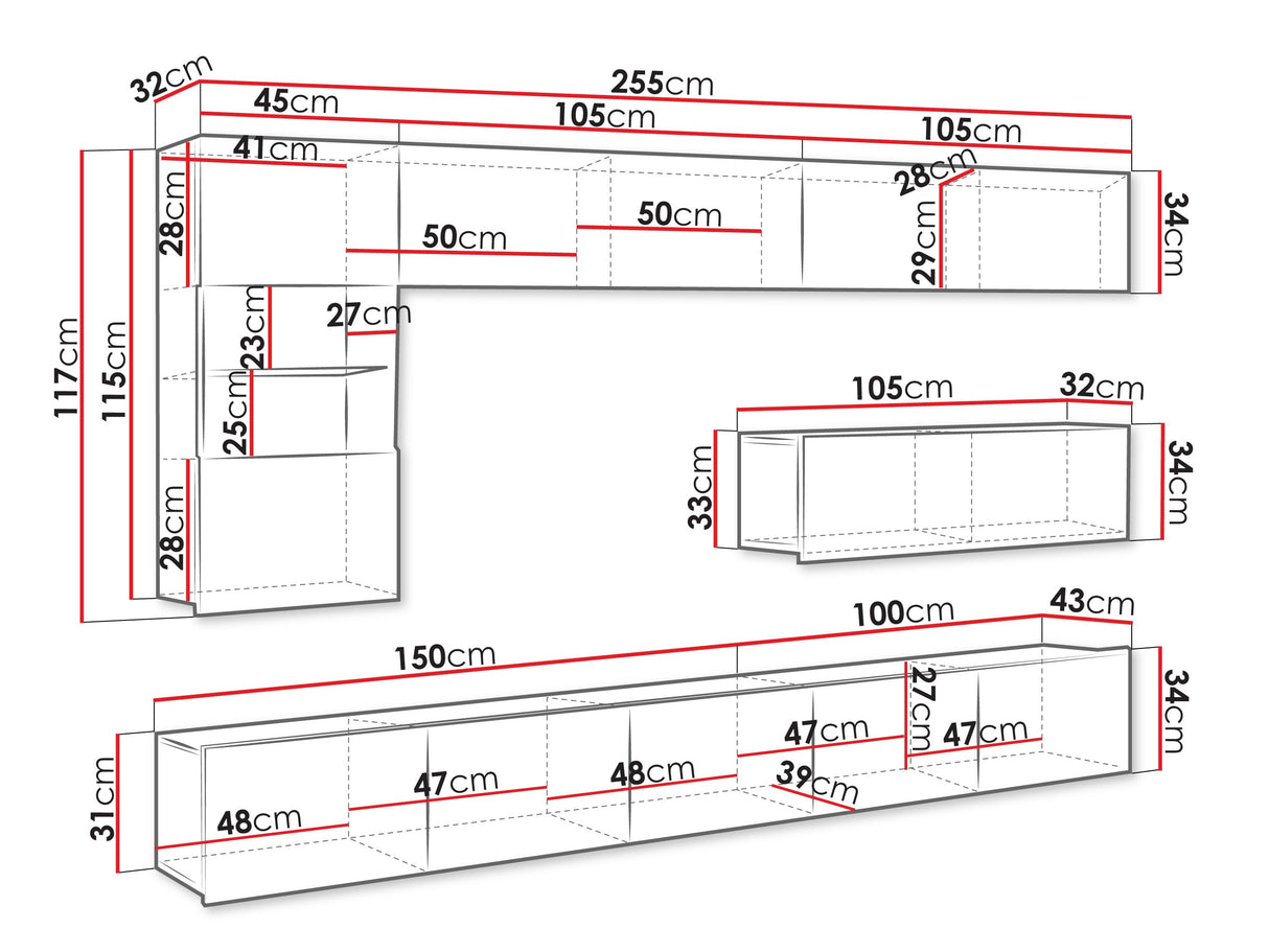 Nappali szett Calabrini (Bralani IV), Led világítás: Igen fehér, Szín: Kasmír