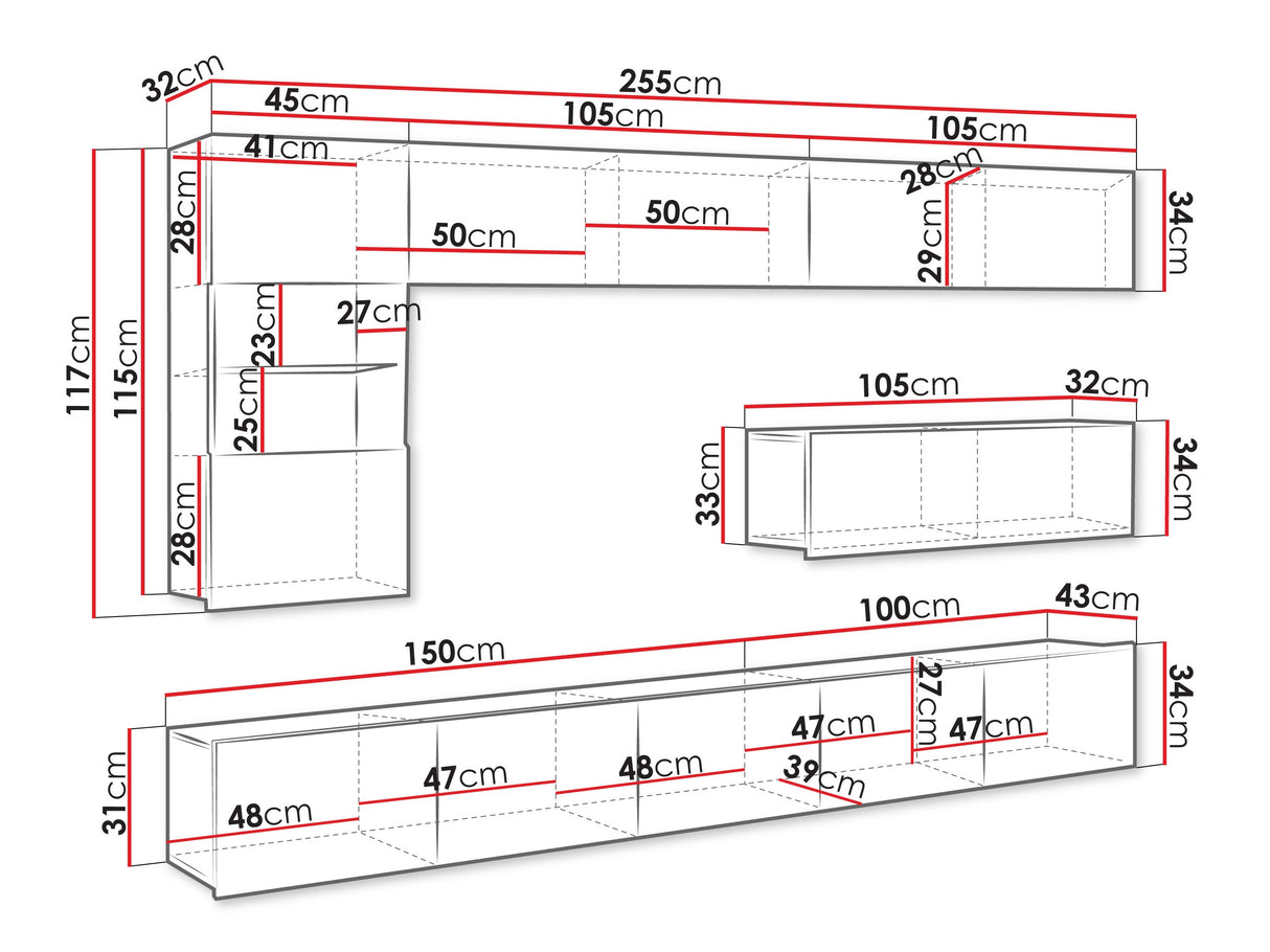 Nappali szett Calabrini (Bralani IV), Led világítás: Ez kék, Szín: Kasmír