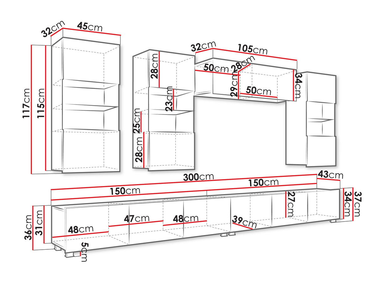 Nappali szett Calabrini (Bralani V), Szín: Kasmír, Led világítás: Ez kék