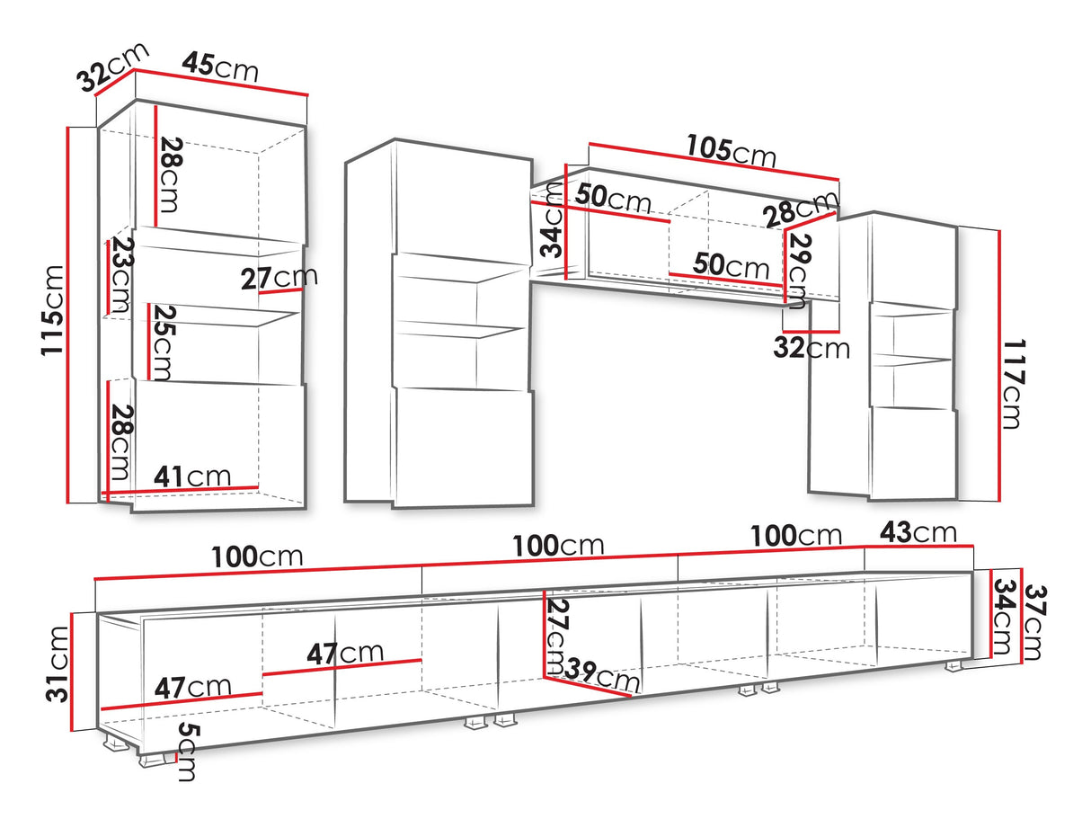 Nappali szett Calabrini (Bralani XI), Szín: Kasmír, Led világítás: Igen fehér