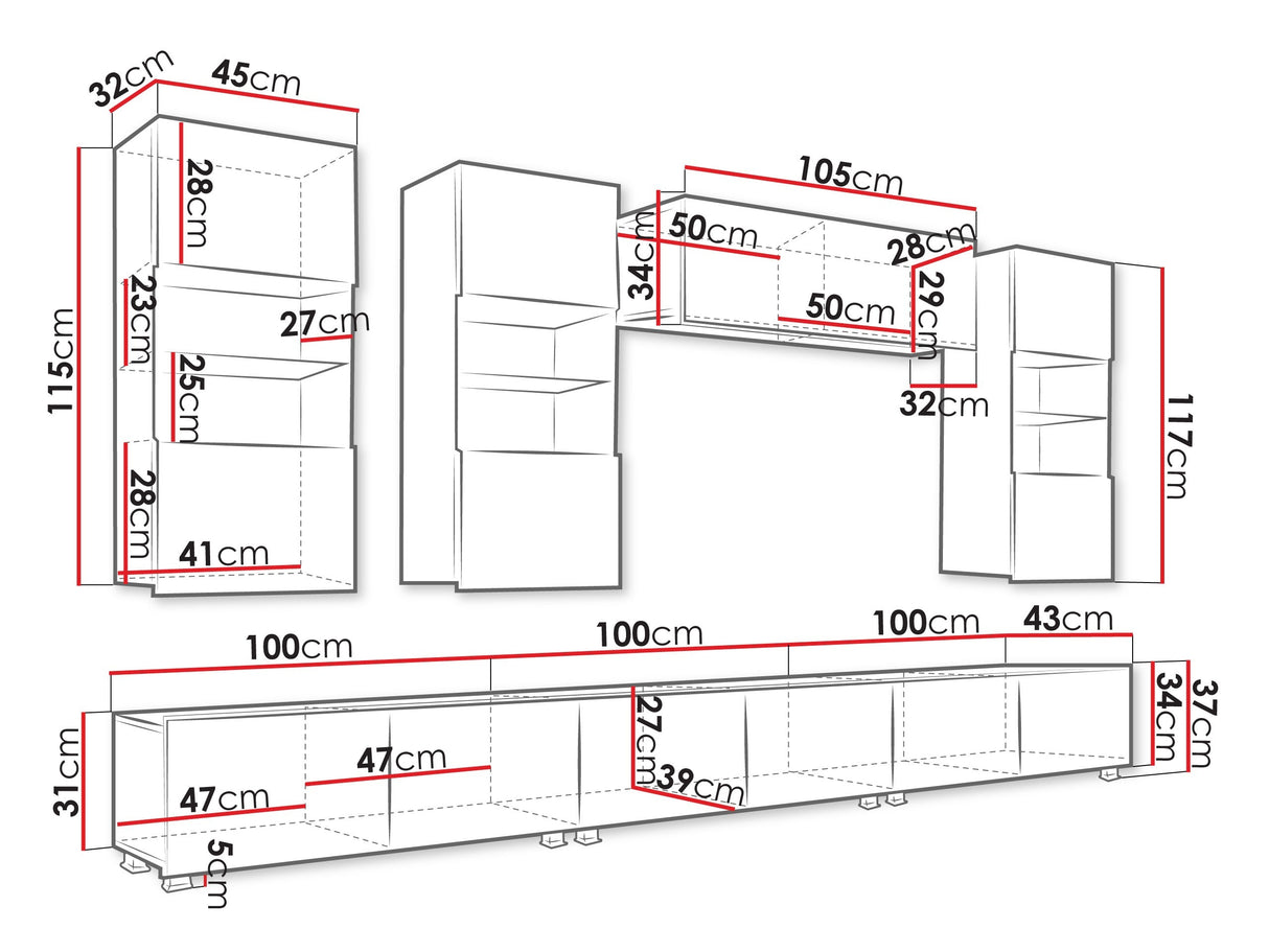 Nappali szett Calabrini (Bralani XI), Szín: Kasmír, Led világítás: Ez kék