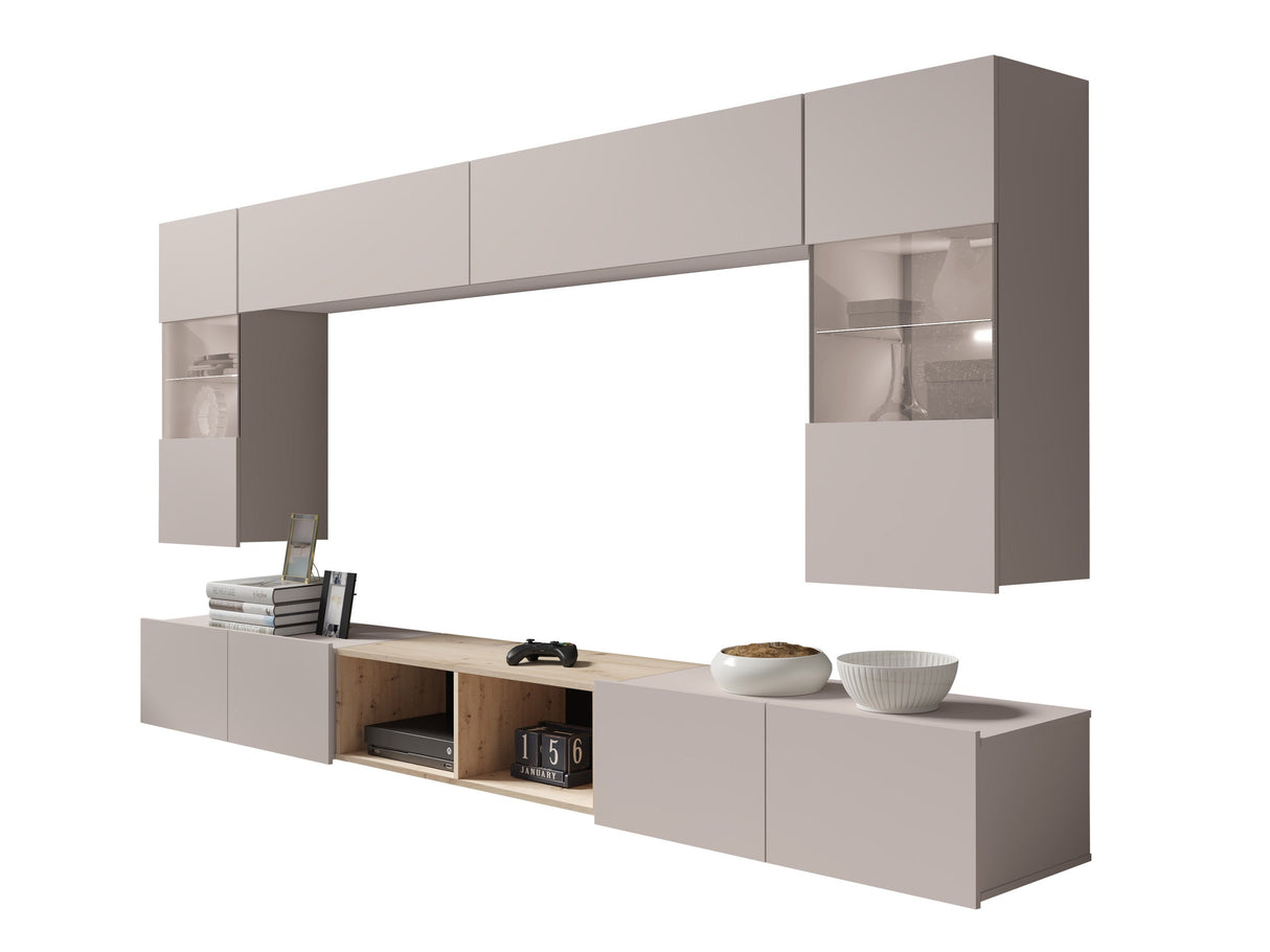 Nappali szett Calabrini (Bralani XXIV), Szín: Kasmír + Artisan tölgy, Led világítás: Igen (Fehér)