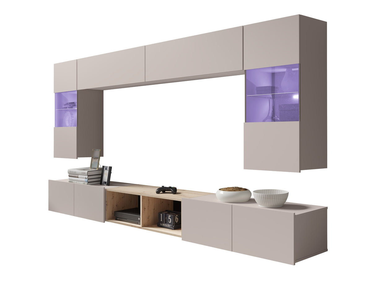 Nappali szett Calabrini (Bralani XXIV), Szín: Kasmír + Artisan tölgy, Led világítás: Igen (Kék)