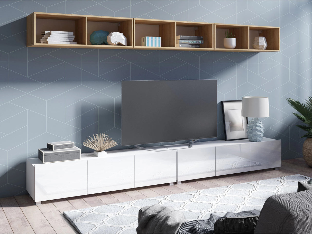 Nappali szett Calabrini (Bralani XXXIII), Szín: Fehér + Fényes fehér + arany tölgy