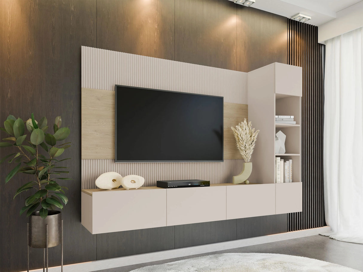 Nappali szett Meblościanka DEROMI II, Szín: Beige + Tölgy