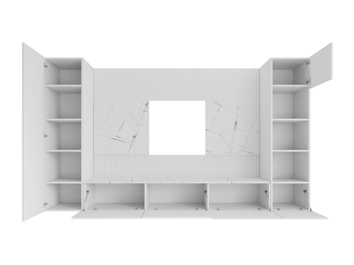 Nappali szett Meblościanka DEROMI IV, Szín: Fekete + Fekete márvány