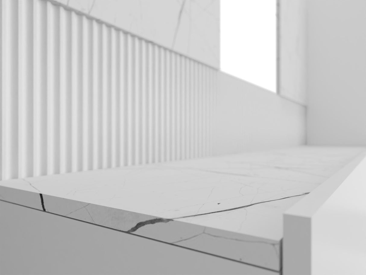 Nappali szett Meblościanka DEROMI V, Szín: Fehér + Fehér márvány