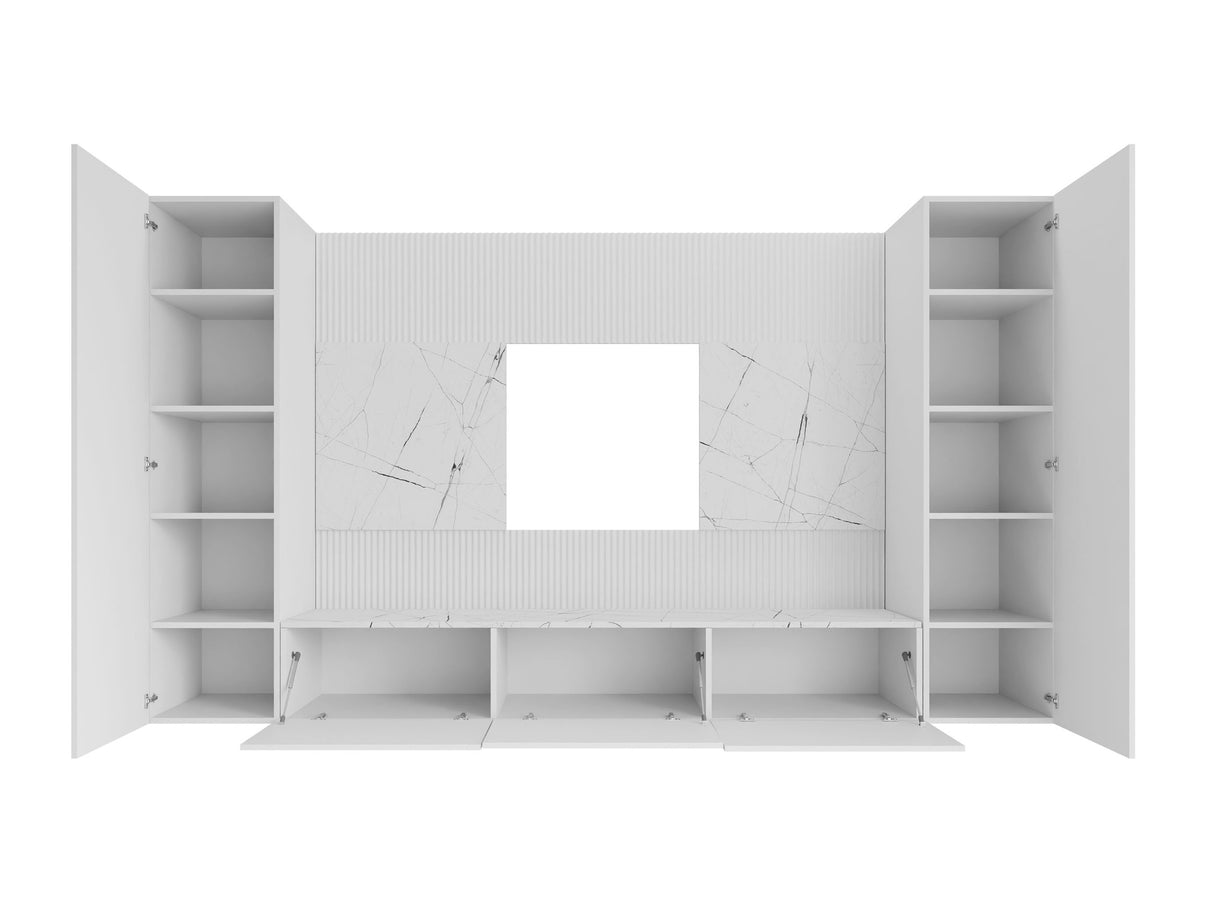 Nappali szett Meblościanka DEROMI V, Szín: Fekete + Fekete márvány