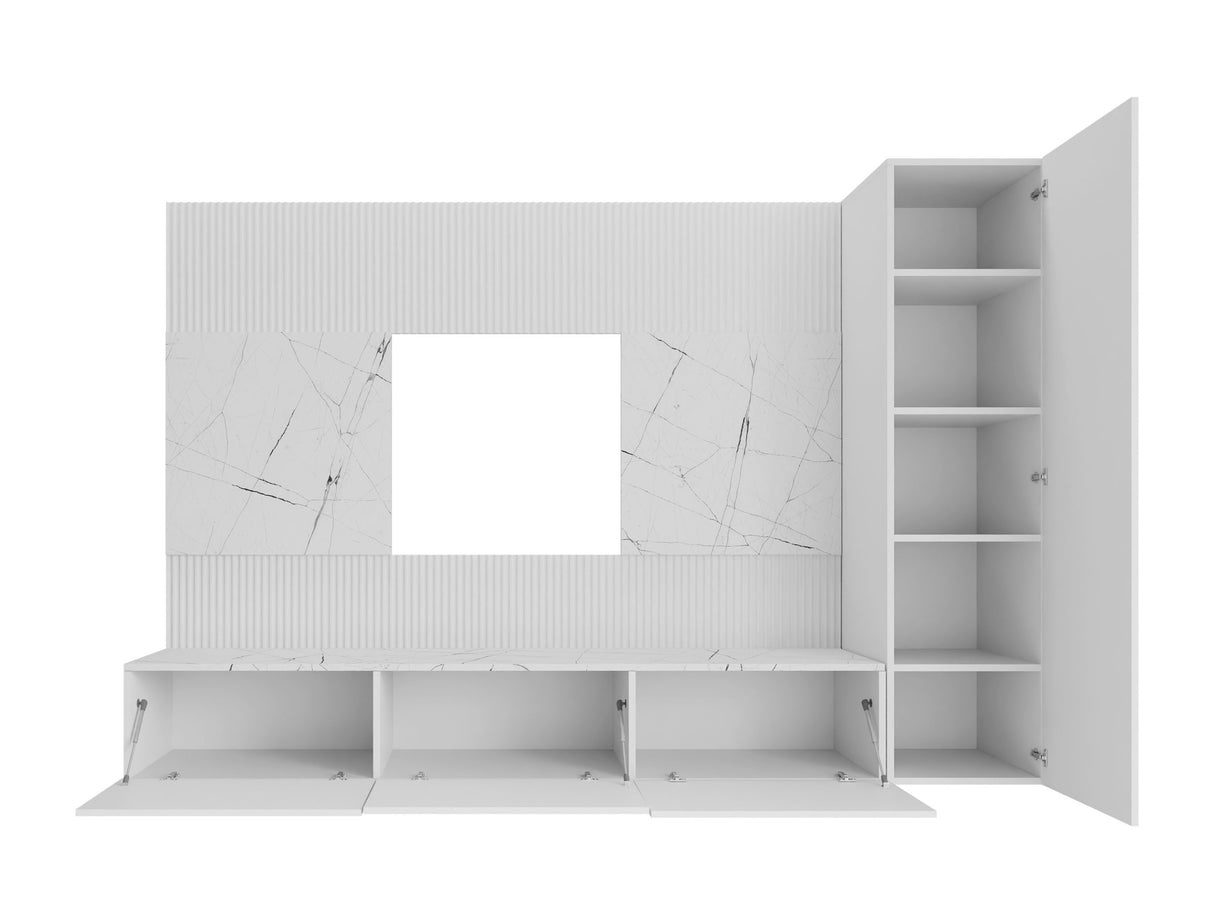 Nappali szett Meblościanka DEROMI VI, Szín: Fekete + Fekete márvány