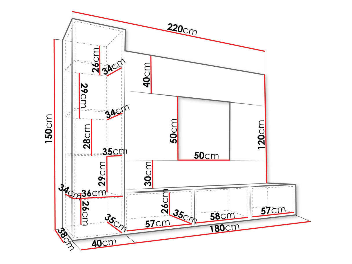 Nappali szett Meblościanka DEROMI VI, Szín: Fekete + Fekete márvány