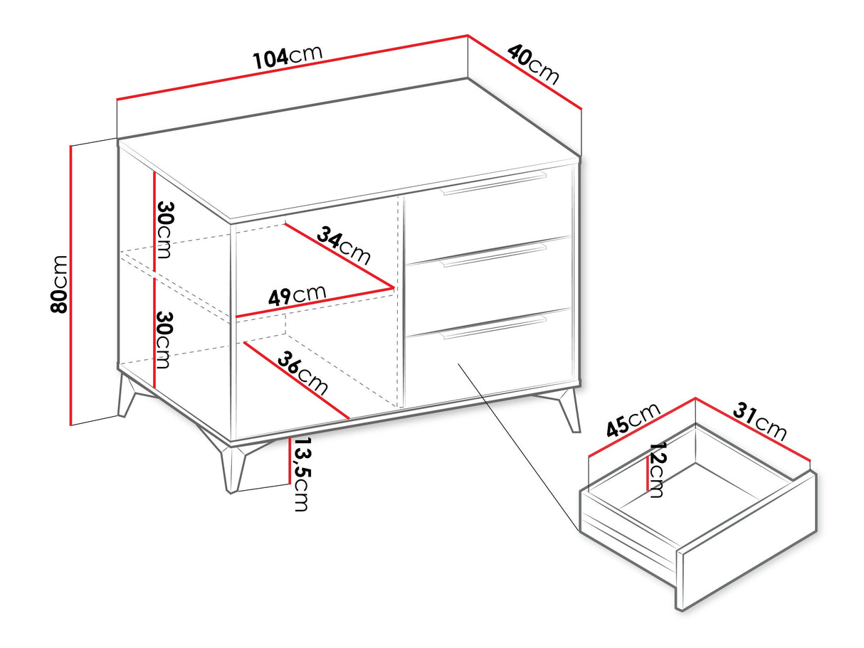 Komód Komoda 100 cm 1D3SZ XYLIX Beż Piaskowy