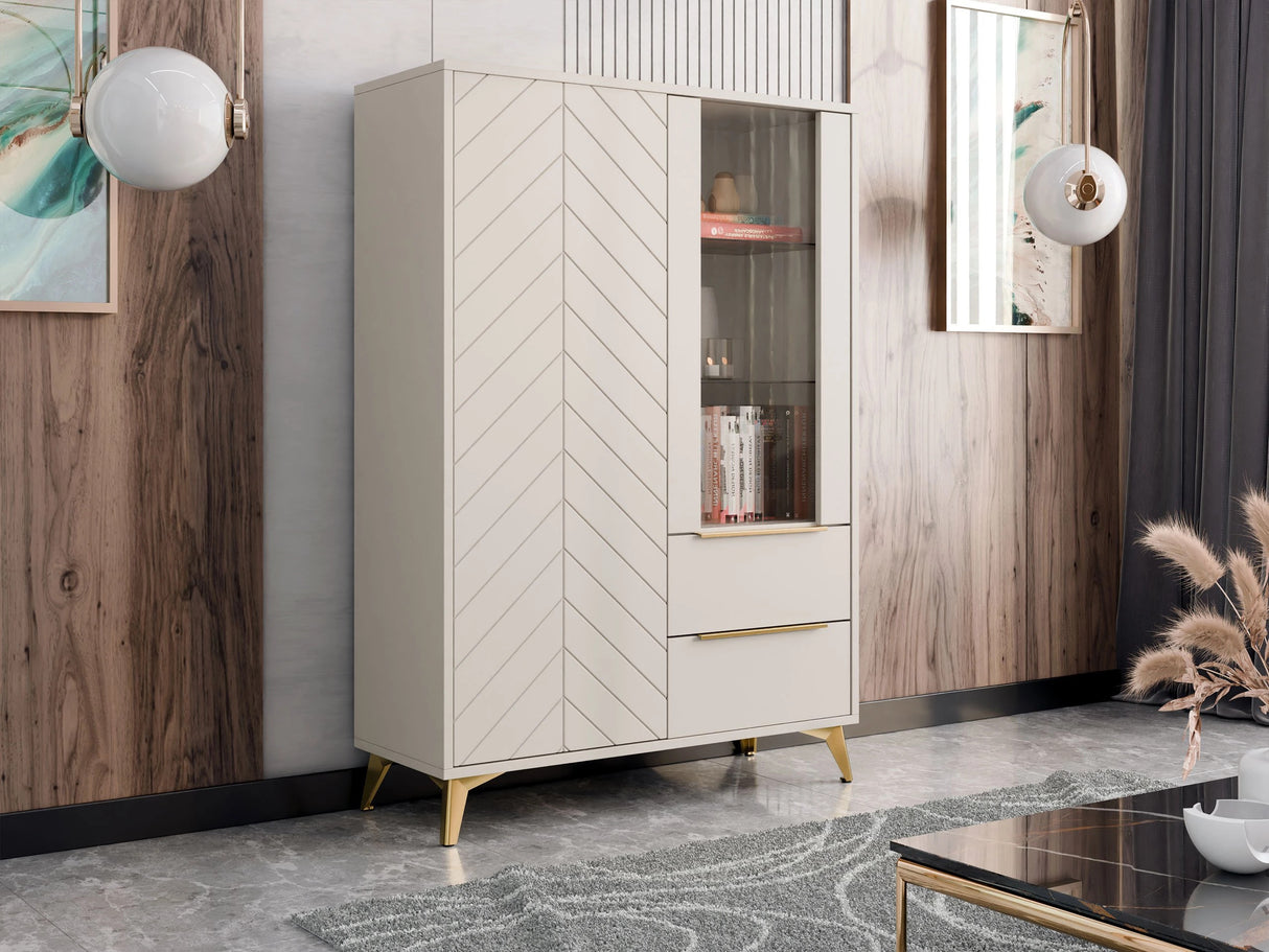 Könyvespolc Witryna 2D2SZ XYLIX Beż Piaskowy