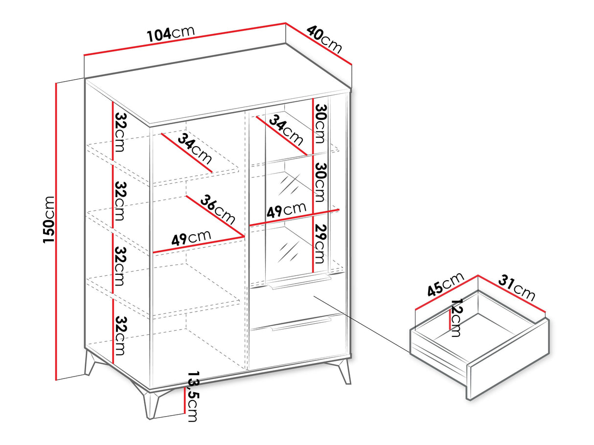Könyvespolc Witryna 2D2SZ XYLIX Beż Piaskowy