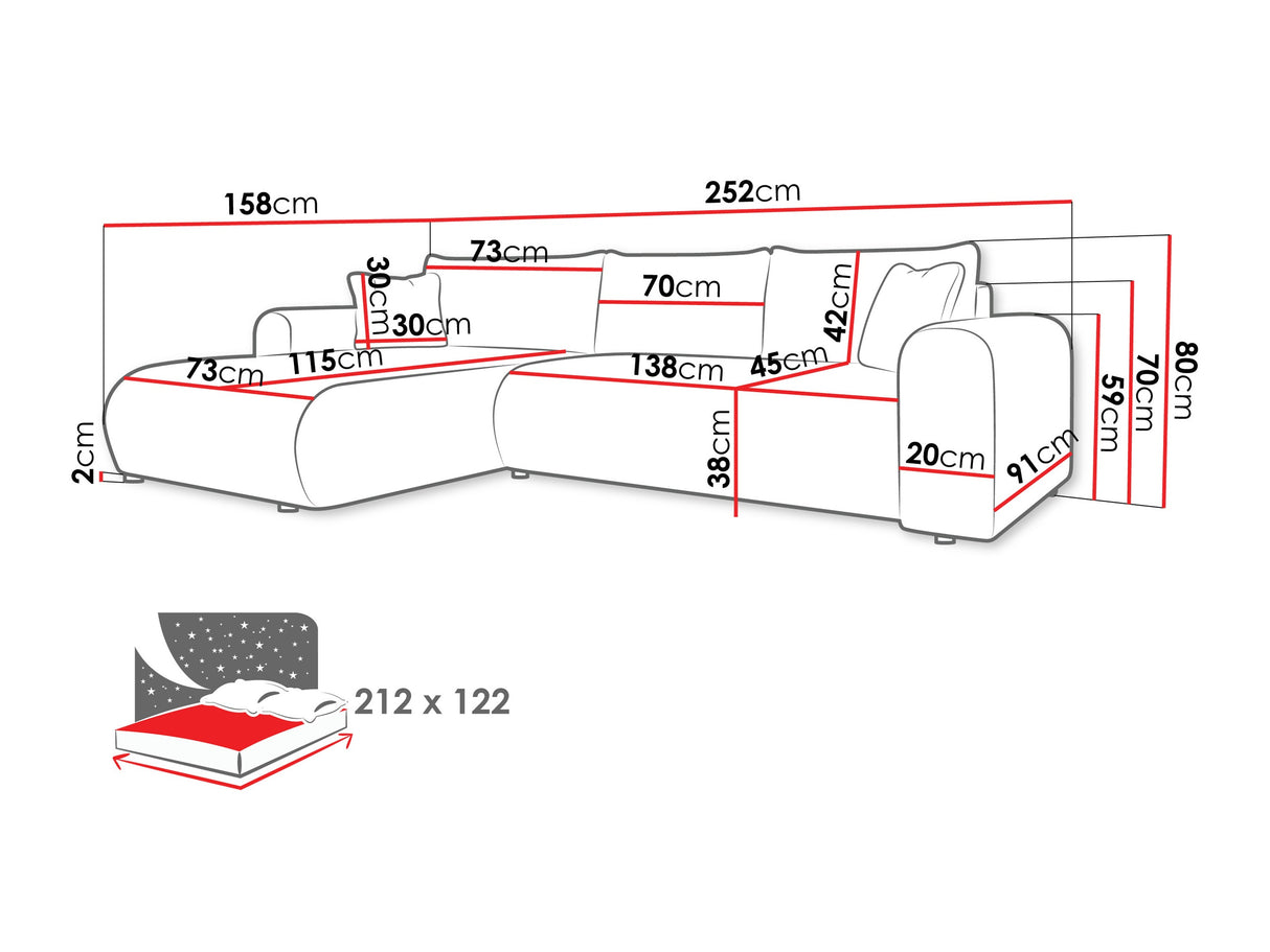 Sarokkanapé Narożnik ELIWO, Szín: Lambi 07