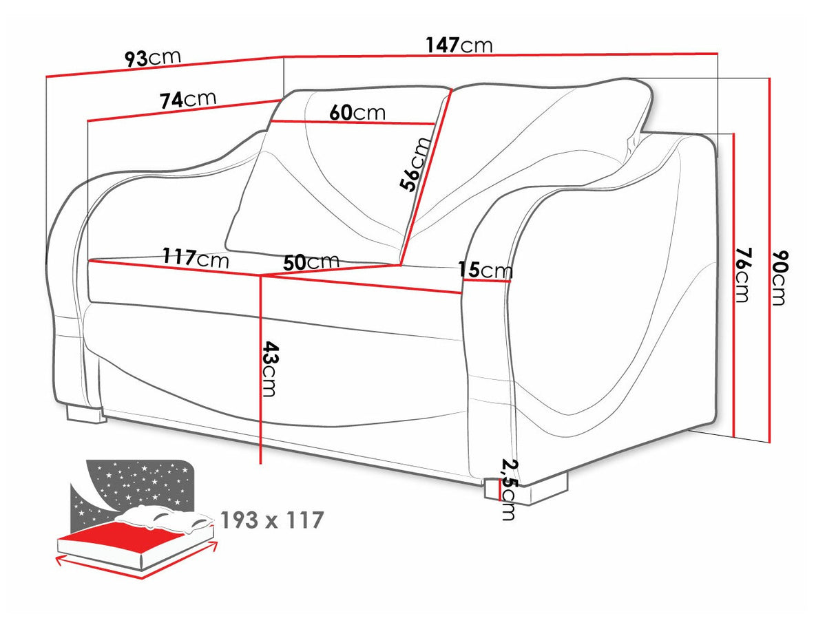 Kanapéágy Tina (Torna), Szín: Rombix 017 + Lawa 17