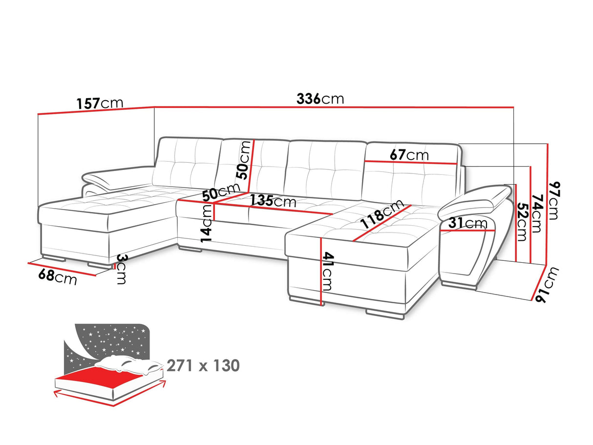 Sarokkanapé Narożnik ENZO U (Jarelin U), Szín: Rico 11 + Soft 17