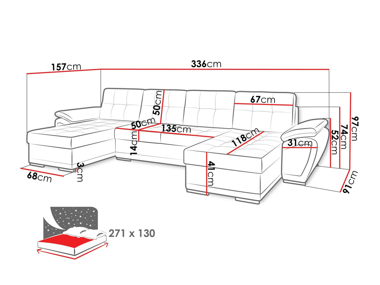 Sarokkanapé Narożnik ENZO U (Jarelin U), Szín: Rico 21 + Puha 33