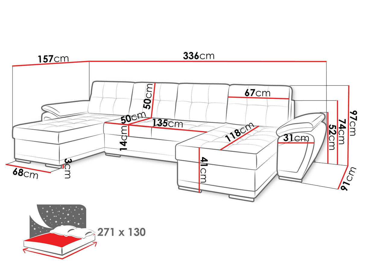 Sarokkanapé Narożnik ENZO U (Jarelin U), Szín: Rico 23 + Soft 11