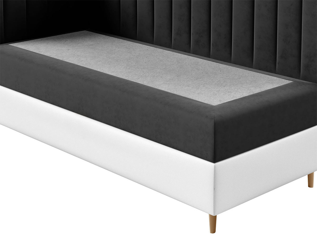 Kontinentális ágy JUNIOR MAJA 3, Szín: Öko bőr Soft 017 + Fresh 37, Ágyneműtartó: Jobbra, Alvó felület mérete: 80 x 200 cm