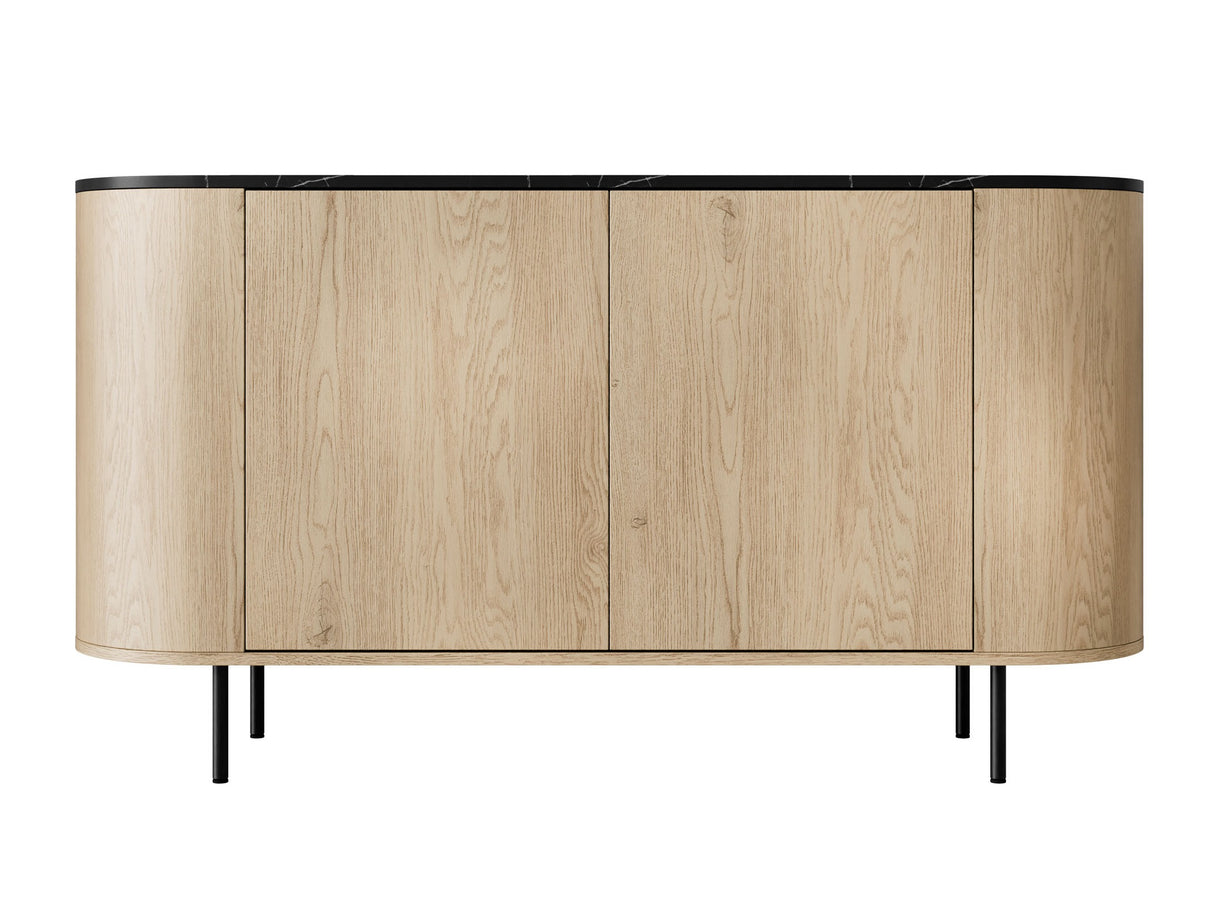 Szekrény Komoda 140 2D LYGRINT, Színek: Fekete márvány + Fekete