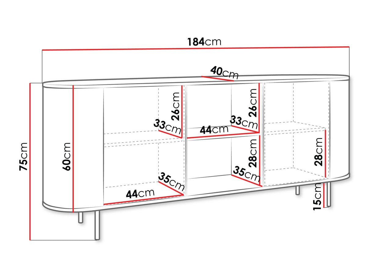 Szekrény Komoda 180 2D LYGRINT, Színek: Fehér márvány + Aranysárga