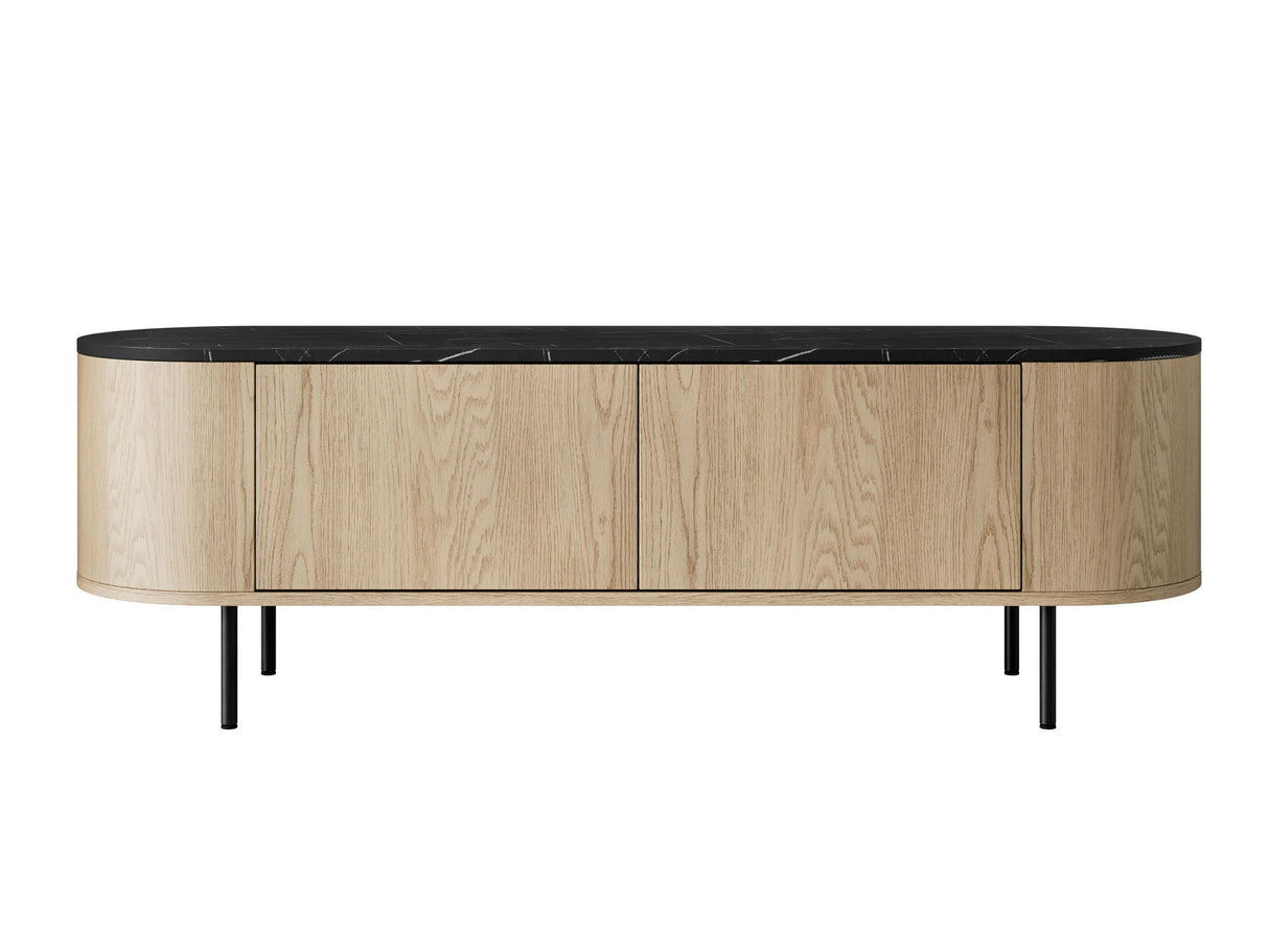 TV-állvány Szafka RTV 140 2D LYGRINT, Színek: Fekete márvány + Fekete