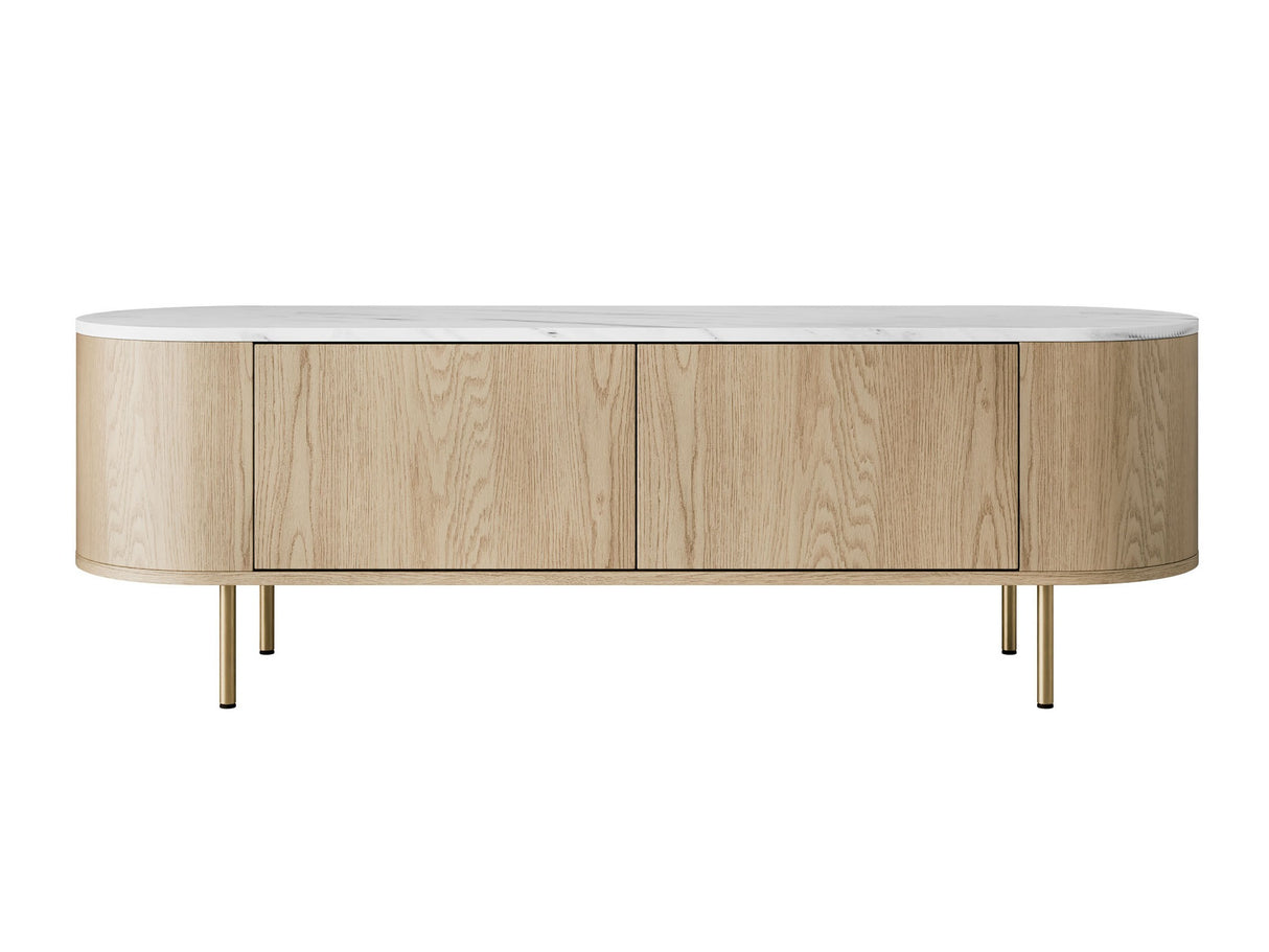 TV-állvány Szafka RTV 140 2D LYGRINT, Színek: Fehér márvány + Aranysárga