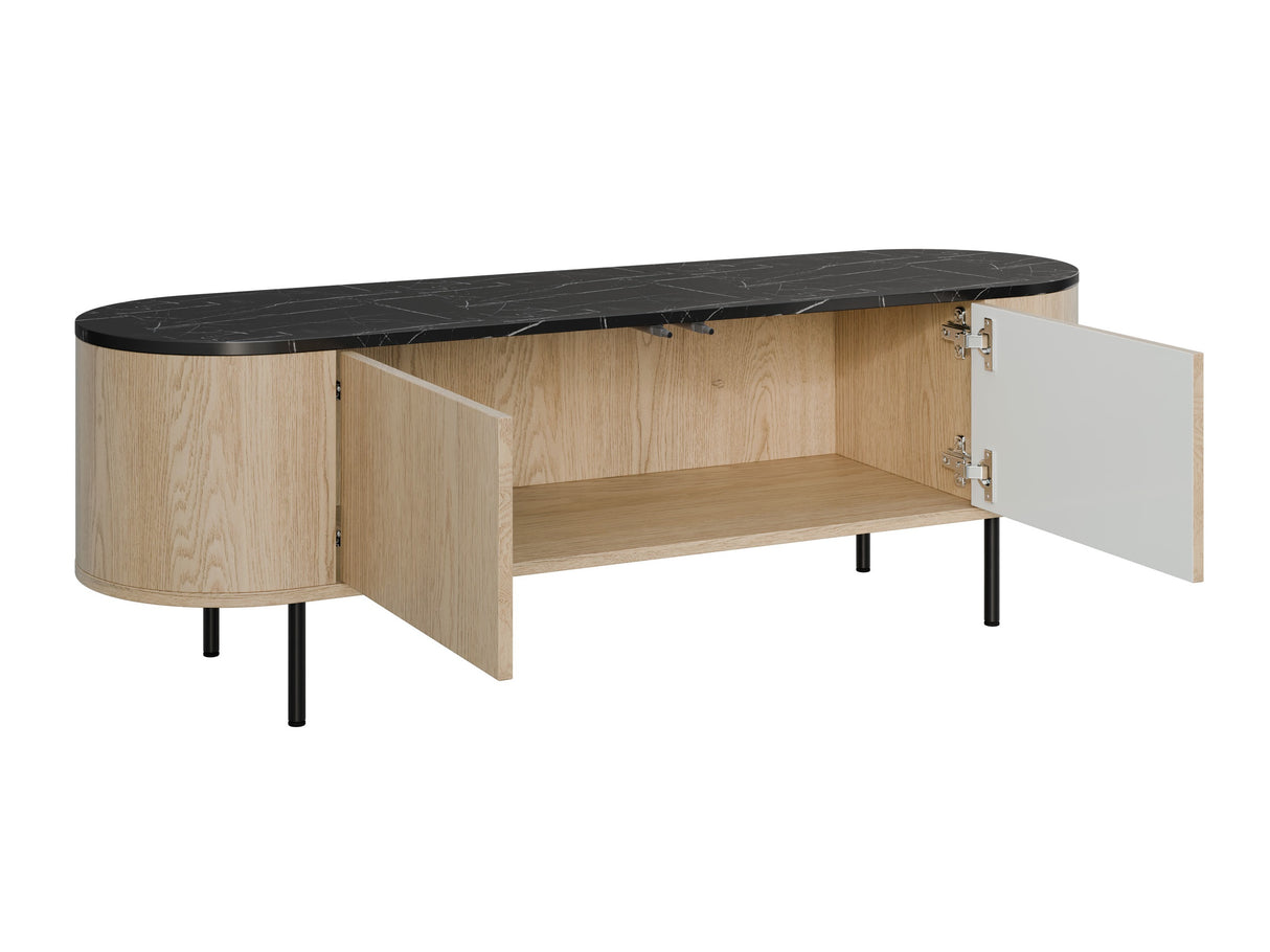 TV-állvány Szafka RTV 140 2D LYGRINT, Színek: Fehér márvány + Aranysárga