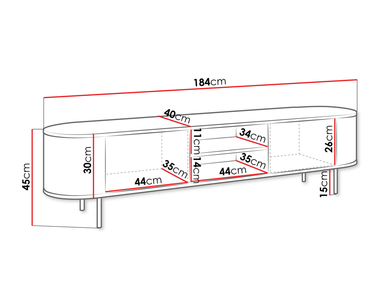 TV-állvány Szafka RTV 180 2D LYGRINT, Szín: Fekete márvány + Fekete